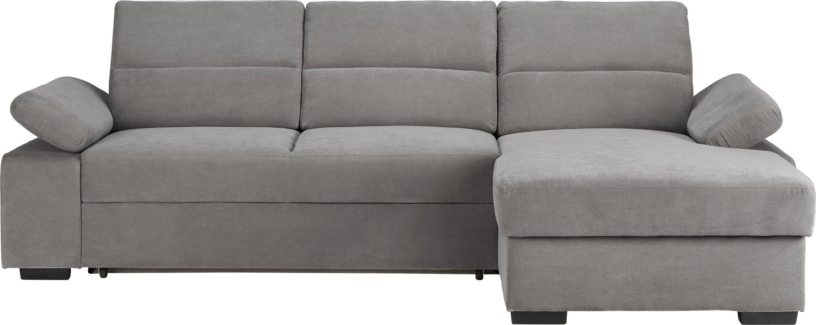 WOHNLANDSCHAFT inkl.Funktionen Hellgrau Webstoff - Dunkelbraun/Hellgrau, Design, Kunststoff/Textil (258/166cm) - Cantus