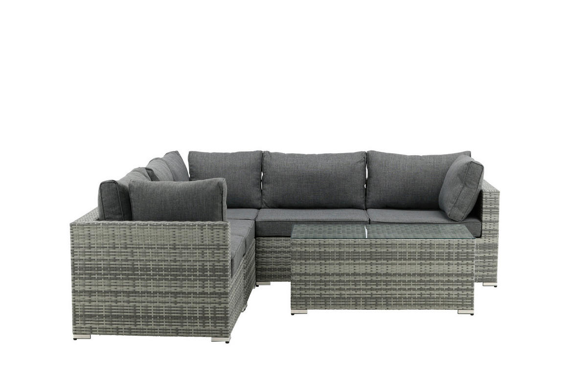 LOUNGEGRUPP  - grå, Modern, glas/textil (249/65/87cm) - Gardenson