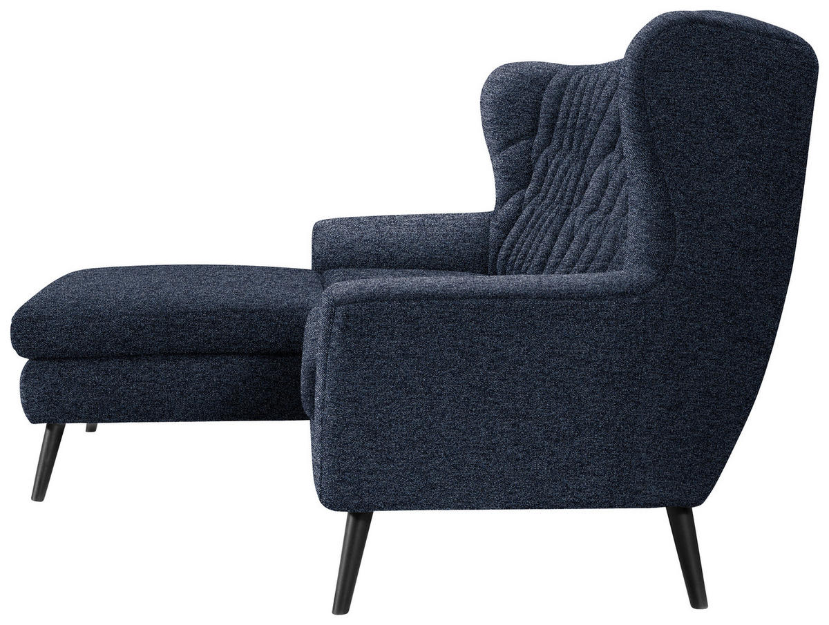 ECKSOFA in Flachgewebe Dunkelblau  165/237 cm  - Schwarz/Dunkelblau, Design, Holz/Textil (165/237cm) - Stylife