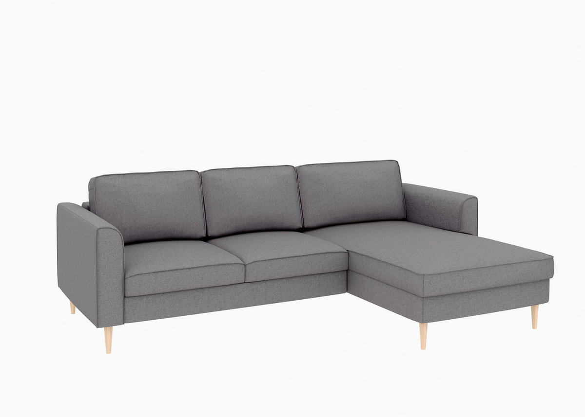 ECKSCHLAFSOFA  mit Bettkasten erhältlich, Sitzqualitäten, Schlafen auf Sitzhöhe, Bettfunktion erhältlich, Rücken echt, Armteil links, Armteil rechts Struktur Anthrazit  - Anthrazit/Buchefarben, MODERN, Holz/Textil (232/161cm) - Trendmanufaktur