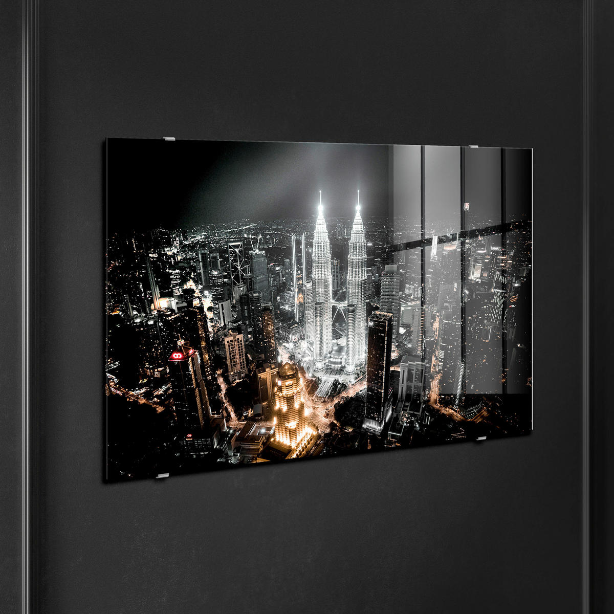 GLASBILD Städte 70/100 cm  - Goldfarben/Schwarz, Basics, Glas/Papier (70/100cm)