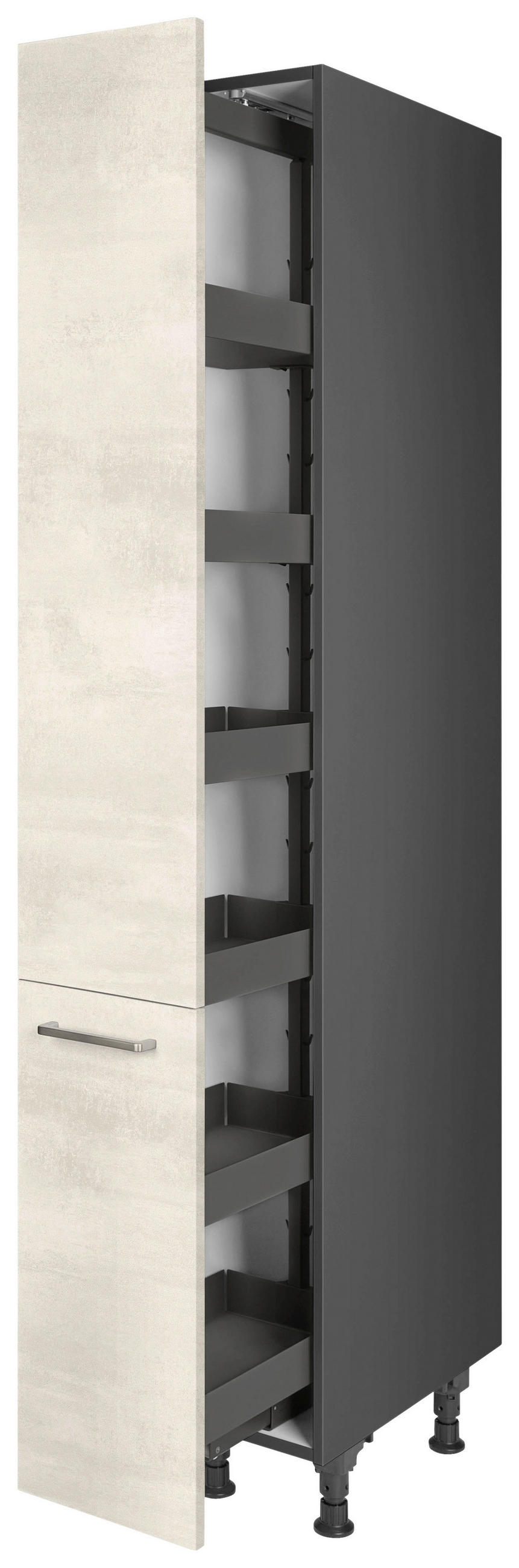 APOTHEKERSCHRANK 30/216,6/58 cm  in Weiß  - Schieferfarben/Edelstahlfarben, MODERN, Holzwerkstoff/Metall (30/216,6/58cm) - Nobilia