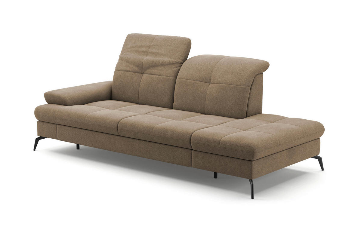 RÉCAMIERE in Flachgewebe Hellbraun  - Hellbraun/Schwarz, Konventionell, Textil/Metall (231/90/122cm) - Sit & More