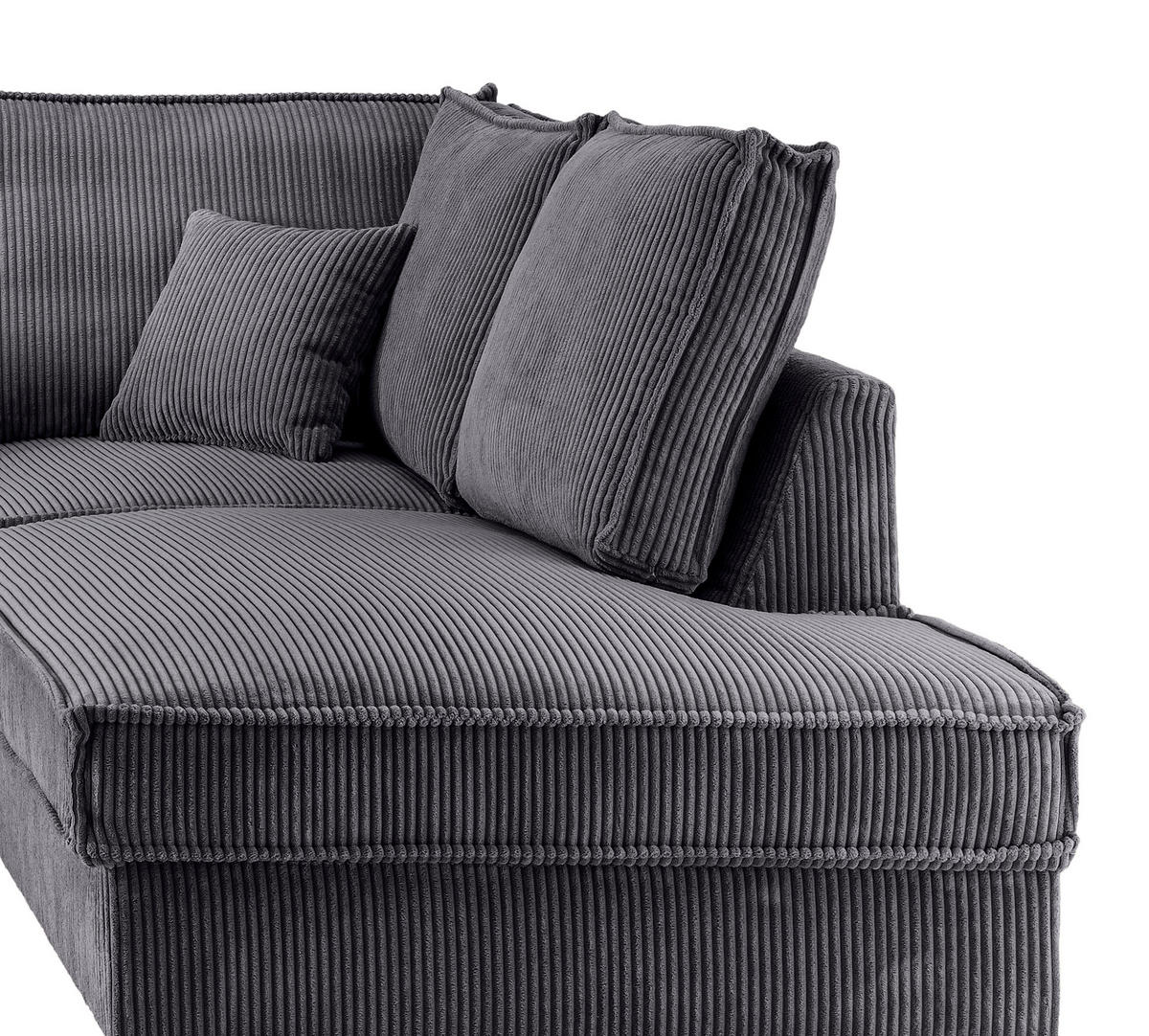 SJEDEĆA GARNITURA tekstil  siva   - siva/crna, Moderno, tekstil/metal (150/309/198cm) - MID.YOU