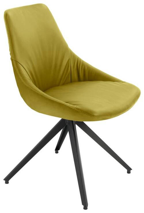 STUHL Echtleder Limette, Anthrazit  - Anthrazit/Limette, Design, Leder/Metall (55/87/62cm) - Bert Plantagie