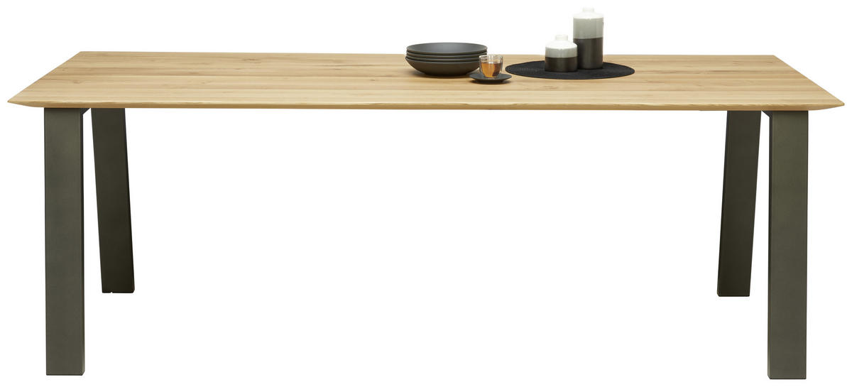 ESSTISCH in Holz, Metall 220/100/77 cm  - Eichefarben/Anthrazit, Design, Holz/Metall (220/100/77cm) - Bert Plantagie