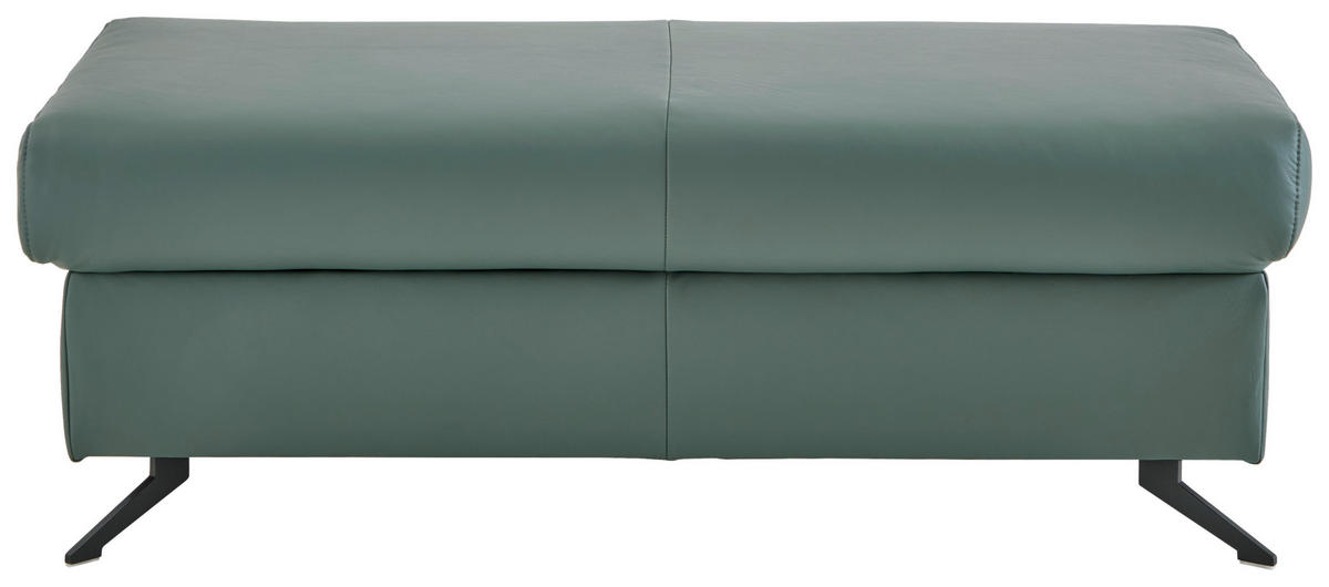 HOCKER in Leder Opal  - Opal/Schwarz, Design, Leder/Metall (130/46/65cm) - Beldomo Premium