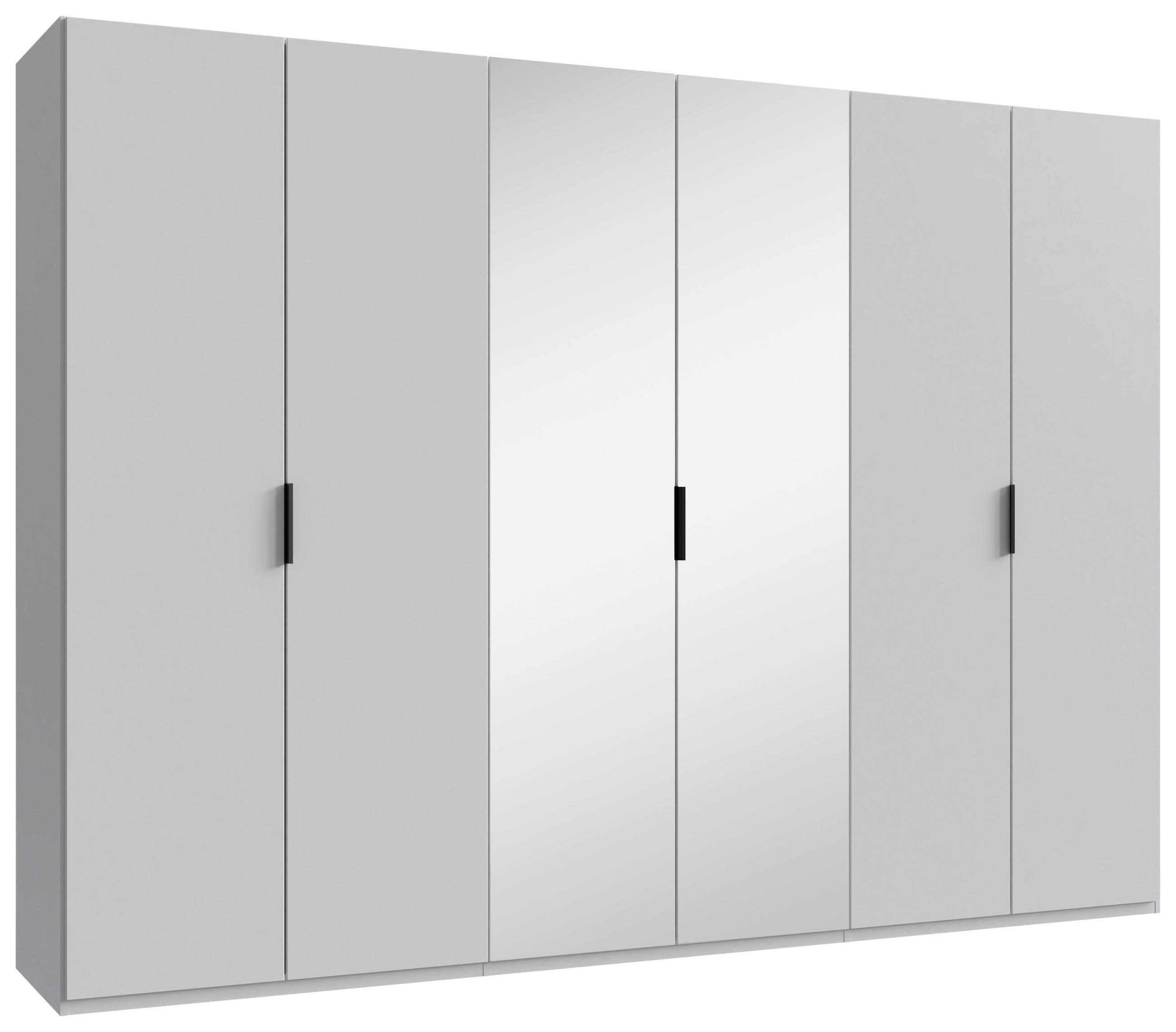 GARDEROB MED VIKDÖRRAR 300/216/58 cm 3-dörrar - vit/svart, Design, trämaterial/glas (300/216/58cm) - Boxxx