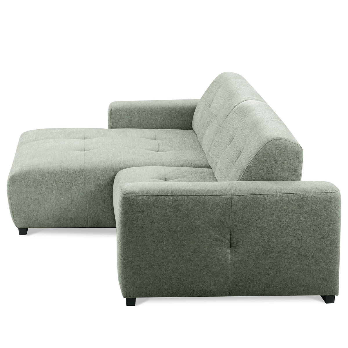 ECKSOFA AUSTIN Salbeigrün Flachgewebe Sitztiefenverstellung  - Salbeigrün/Schwarz, Design, Kunststoff/Textil (169/286cm) - Livetastic