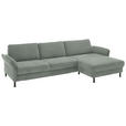 ECKSOFA  in Chenille, Flachgewebe Hellgrau Rücken echt  316/175 cm  - Hellgrau/Schwarz, Design, Textil/Metall (316/175cm) - Dieter Knoll
