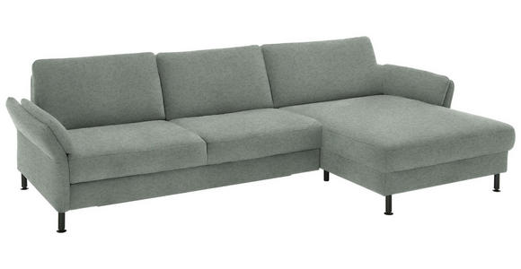 ECKSOFA  in Chenille, Flachgewebe Hellgrau Rücken echt  316/175 cm  - Hellgrau/Schwarz, Design, Textil/Metall (316/175cm) - Dieter Knoll