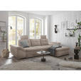 ECKSOFA  in Mikrovelours Creme  - Creme/Schwarz, KONVENTIONELL, Kunststoff/Textil (275/170cm) - Carryhome