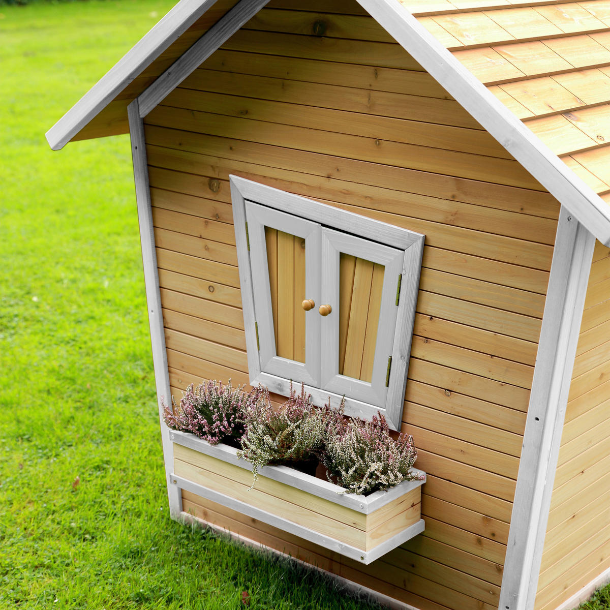 SPIELHAUS 144/146/157 cm  - Braun/Weiß, KONVENTIONELL, Holz (144/146/157cm) - Ambia Garden