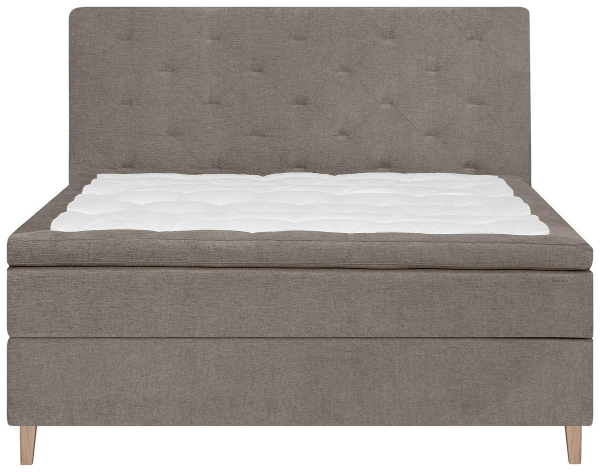 BOXSPRINGBETT 160/200 cm  in Graubraun  - Eichefarben/Graubraun, Konventionell, Holz/Textil (160/200cm) - Welnova