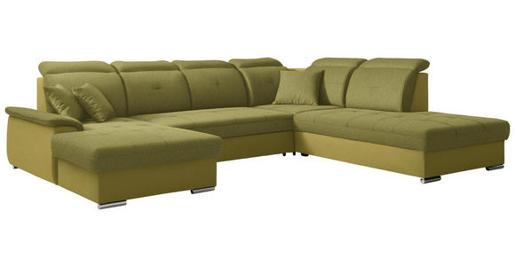 WOHNLANDSCHAFT in Textil Limette - Silberfarben/Limette, Design, Textil/Metall (187/365/263cm) - Cantus