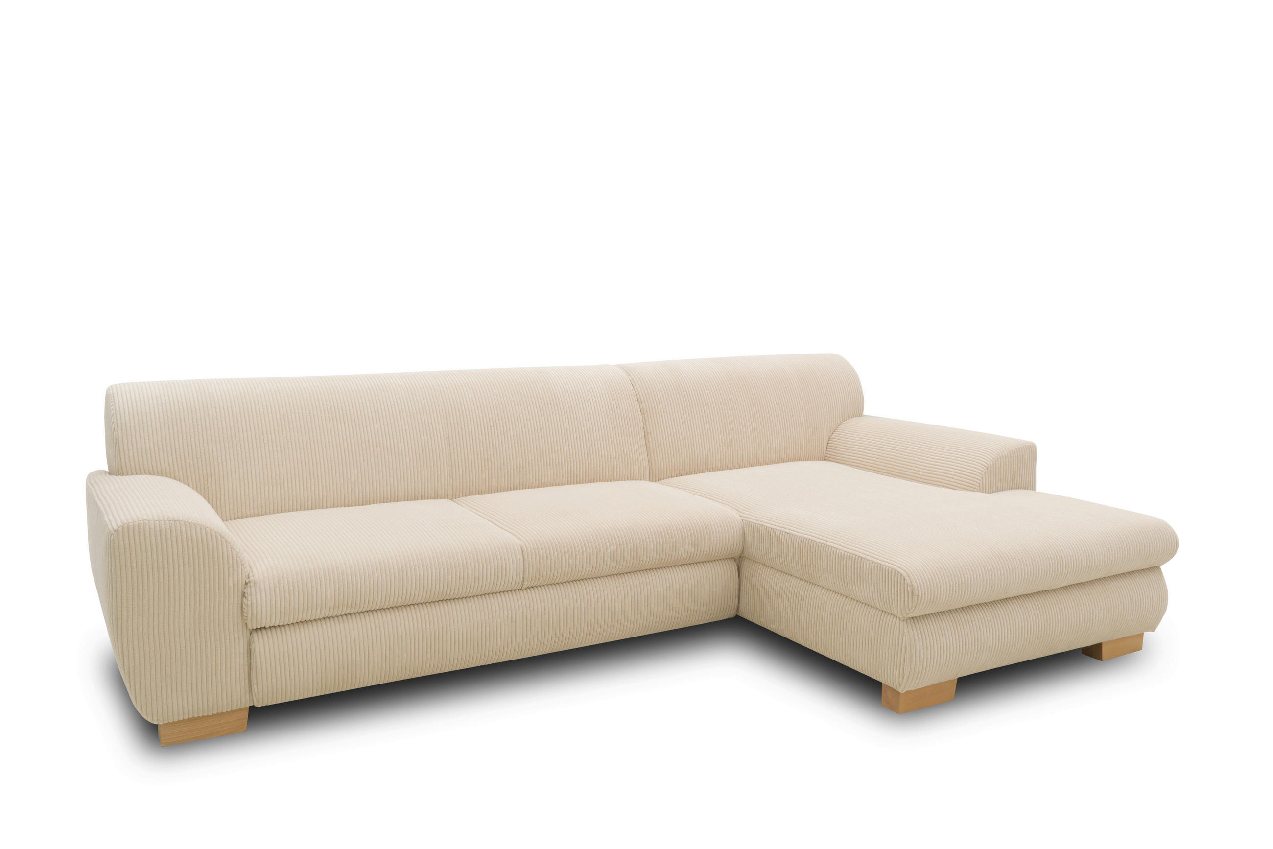 ECKSOFA NIKA Creme Webstoff  - Silberfarben/Creme, Basics, Holz/Textil (277/156cm) - MID.YOU