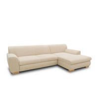 ECKSOFA NIKA Creme Webstoff  - Silberfarben/Creme, Basics, Holz/Textil (277/156cm) - MID.YOU