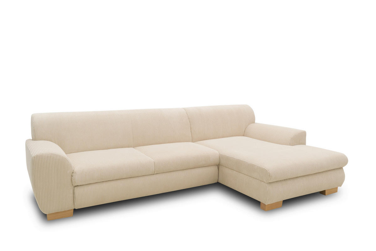 ECKSOFA NIKA Creme Webstoff  - Silberfarben/Creme, Basics, Holz/Textil (277/156cm) - MID.YOU