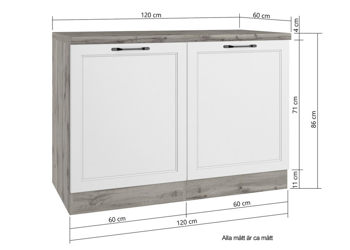 BÄNKSKÅP FÖR DISKHO 120/86/60 cm  i grå, ek Wotan  - ek Wotan/grå, Lifestyle, metall/trämaterial (120/86/60cm) - Held