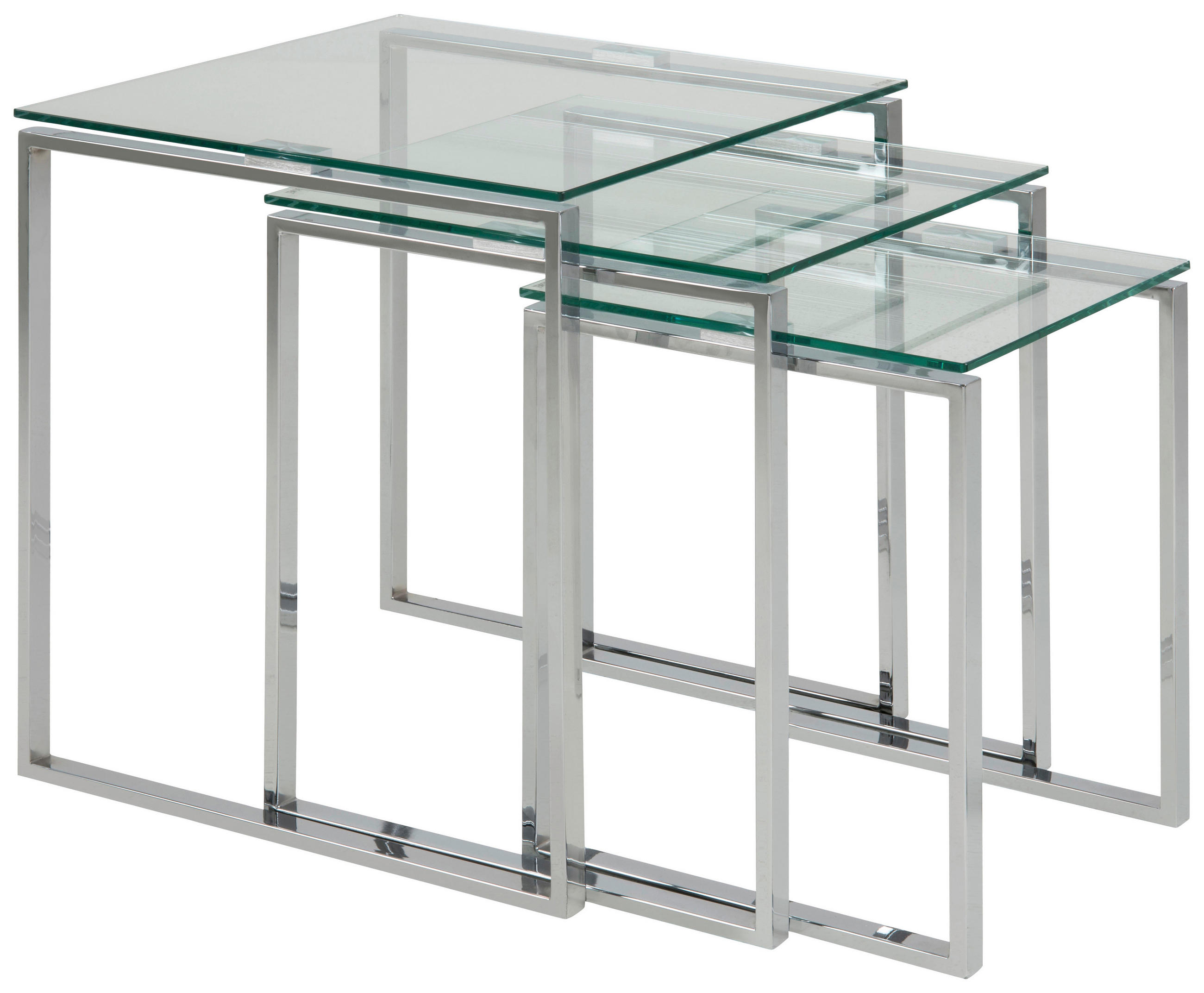 BEISTELLTISCHSET quadratisch Klar, Chromfarben  - Klar/Chromfarben, Trend, Glas/Metall (36-50/36-50/45-55cm)