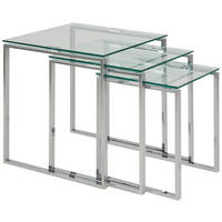 BEISTELLTISCHSET quadratisch Klar, Chromfarben  - Klar/Chromfarben, Trend, Glas/Metall (36-50/36-50/45-55cm)