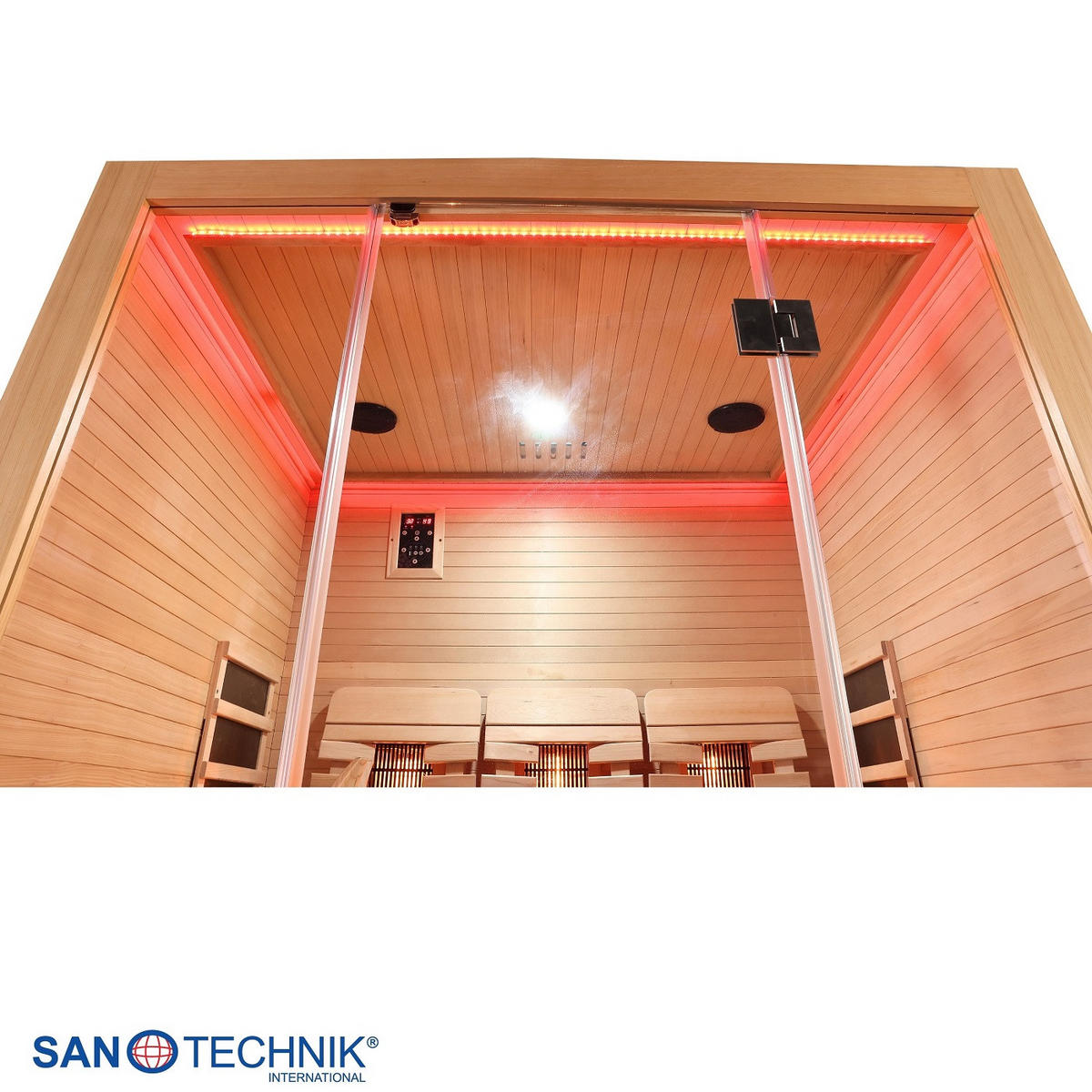 INFRAROTKABINE für 3 Personen OPEN  - Naturfarben, KONVENTIONELL, Holz (150/120/200cm) - Sanotechnik