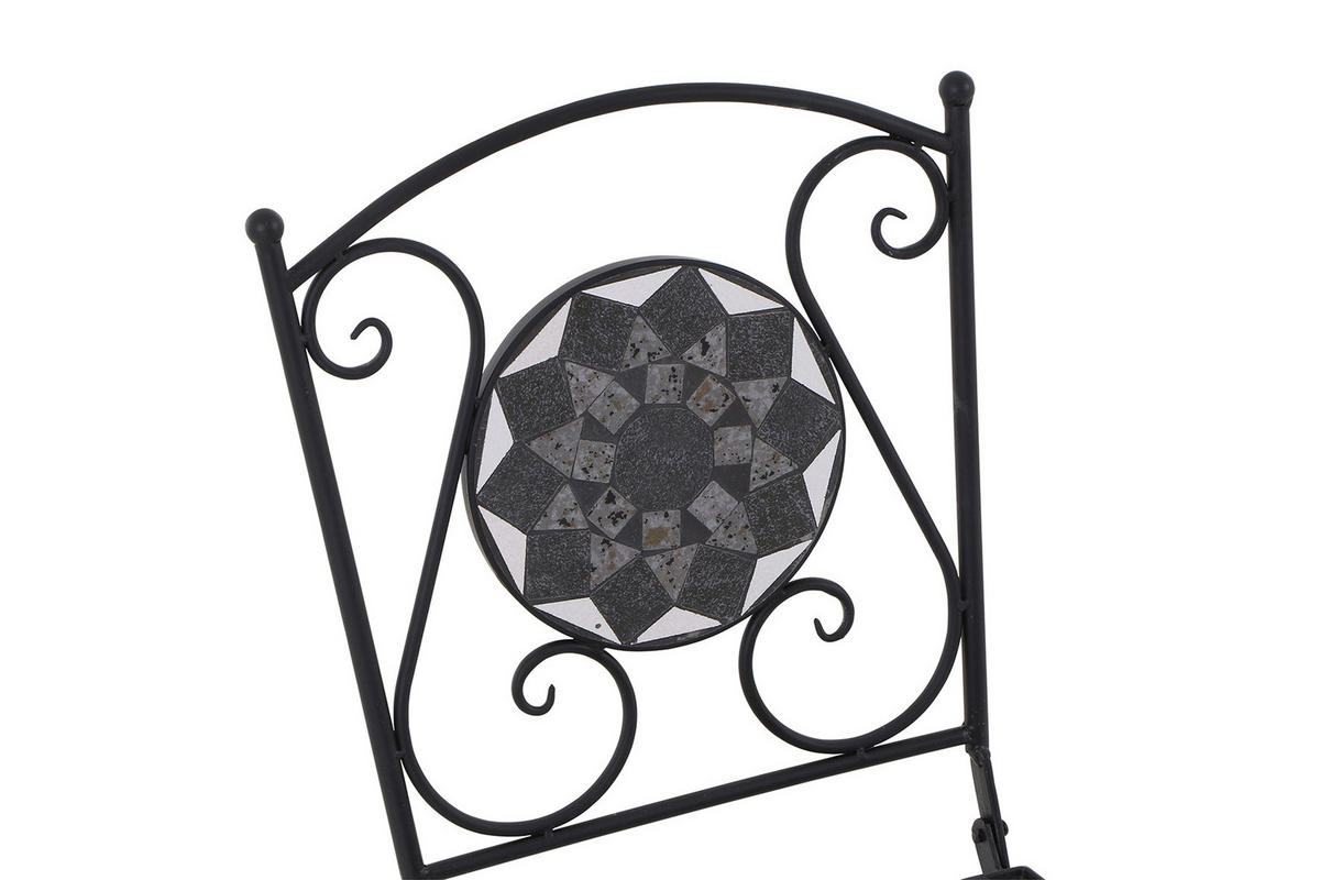 GARTENKLAPPSTUHL Stahl Schwarz  - Schwarz, KONVENTIONELL, Keramik/Metall (39/88,5/49,5cm) - Siena Garden
