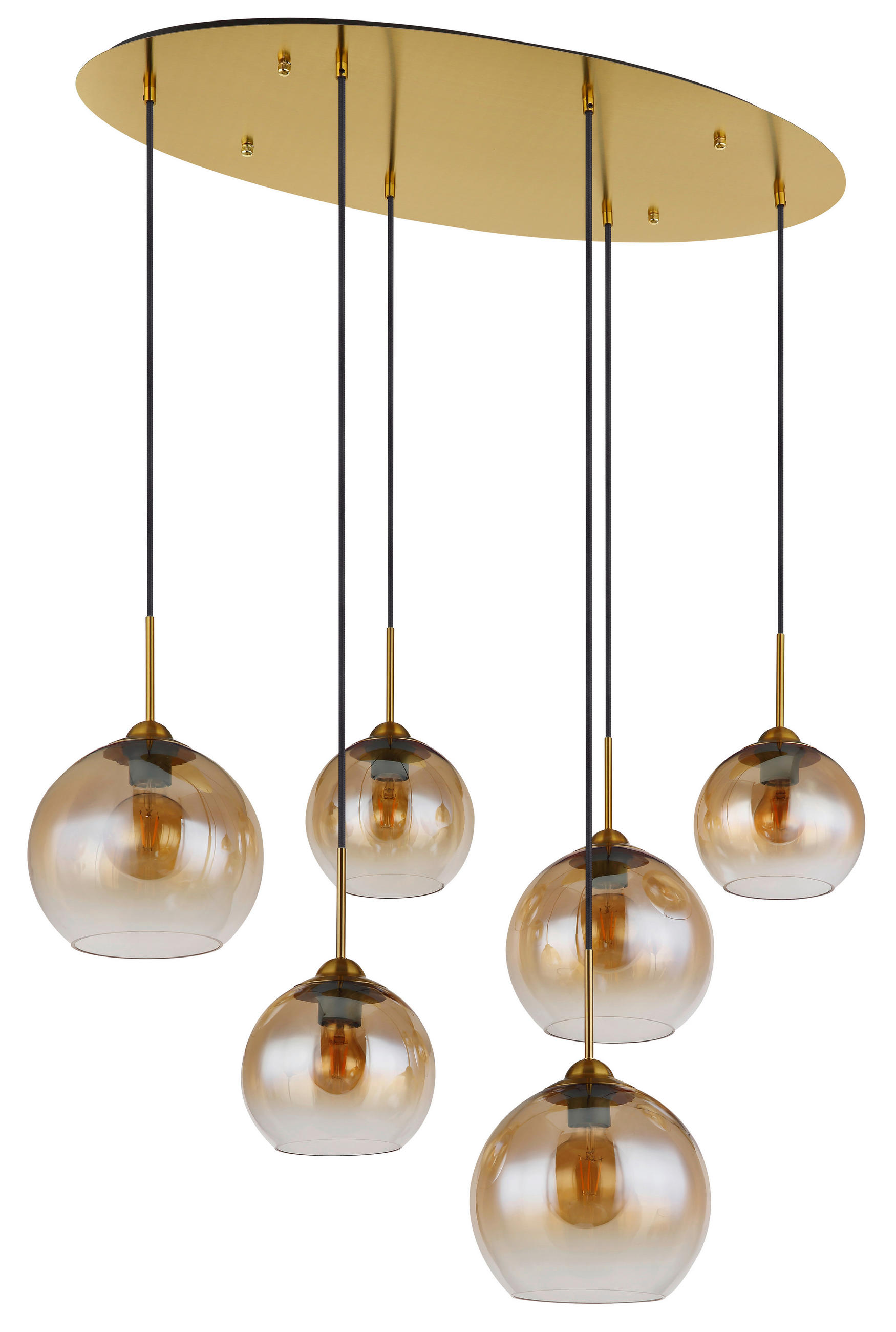HÄNGELEUCHTE 97,5/40/150 cm  - Klar/Messingfarben, Design, Glas/Metall (97,5/40/150cm) - Globo