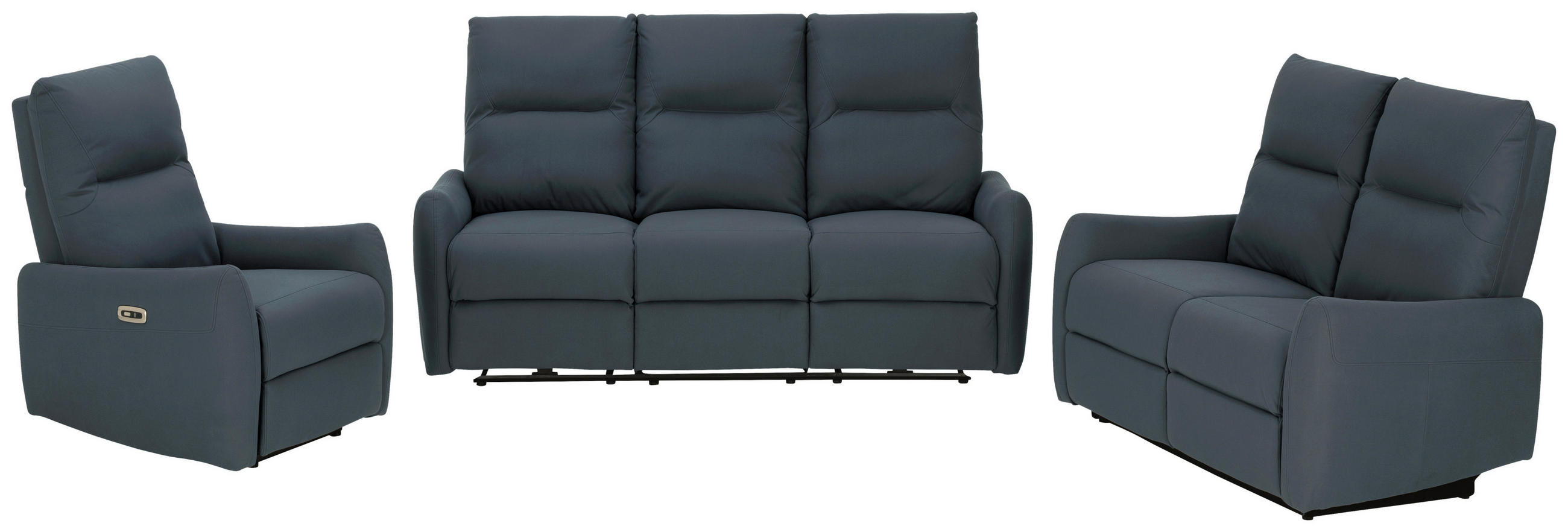 SITZGARNITUR Mikrofaser Dunkelblau  - Schwarz/Dunkelblau, KONVENTIONELL, Textil/Metall - Livetastic