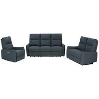 SITZGARNITUR Mikrofaser Dunkelblau  - Schwarz/Dunkelblau, KONVENTIONELL, Textil/Metall - Livetastic