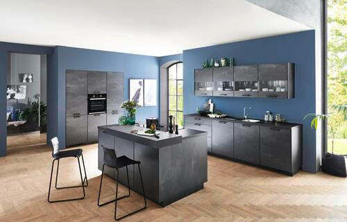 EINBAUKÜCHE   - Schwarz, Design, Holzwerkstoff - Celina