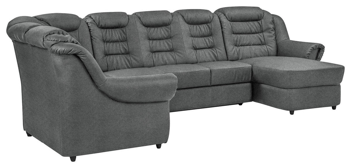 WOHNLANDSCHAFT Dunkelgrau Chenille  - Dunkelgrau/Schwarz, KONVENTIONELL, Kunststoff/Textil (216/333/165cm) - Livetastic