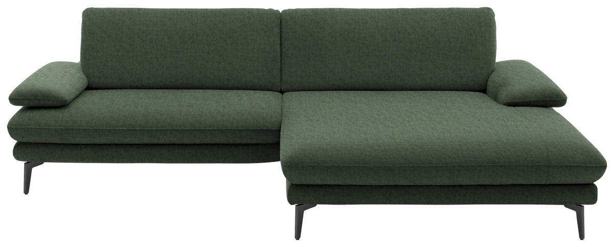 ECKSOFA in Velours Olivgrün  - Schwarz/Olivgrün, Design, Textil/Metall (284/184cm) - Dieter Knoll