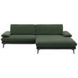 ECKSOFA  in Velours Olivgrün  284/184 cm  - Schwarz/Olivgrün, Design, Textil/Metall (284/184cm) - Dieter Knoll