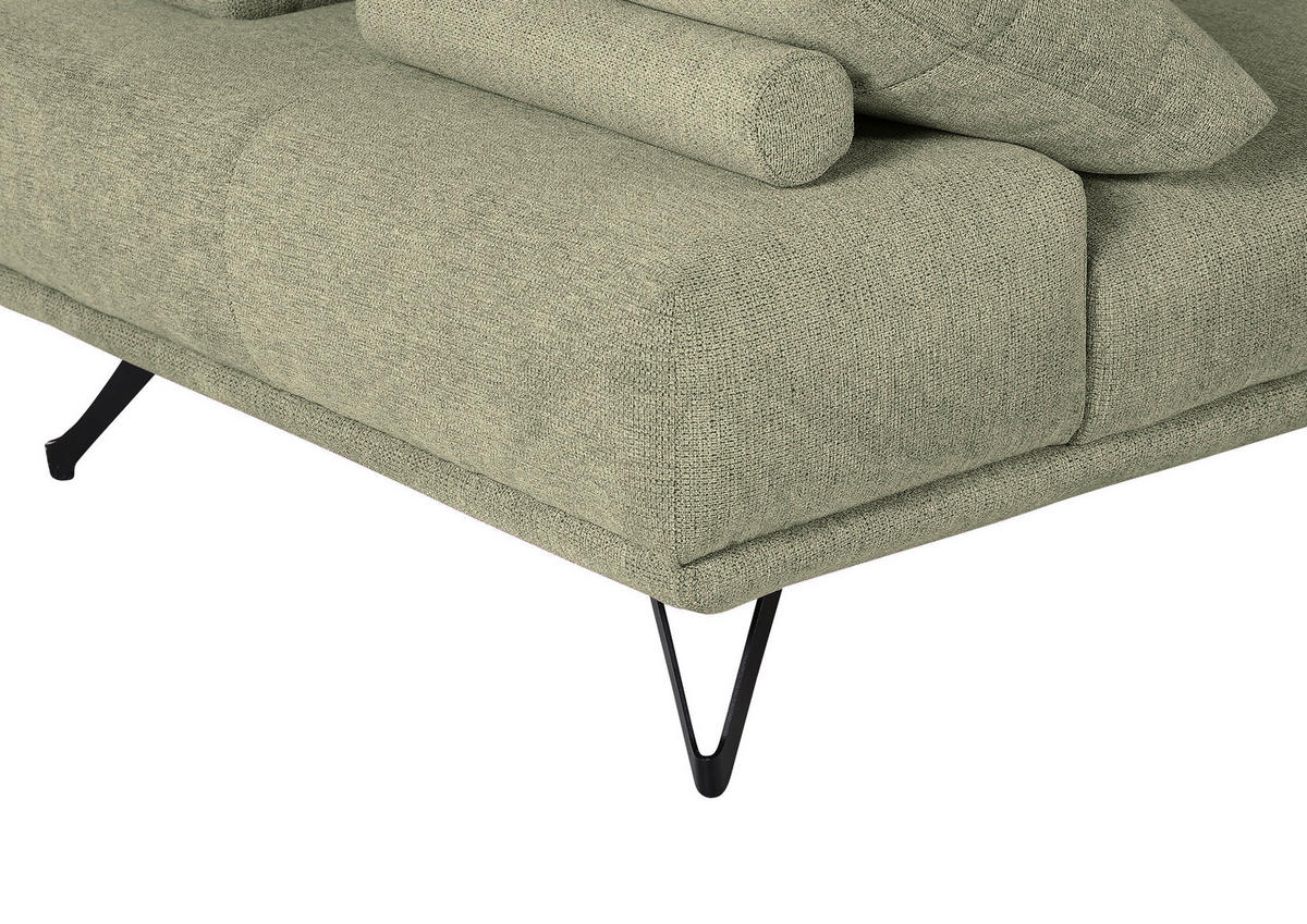 ECKSOFA Grün Flachgewebe  - Schwarz/Grün, KONVENTIONELL, Textil/Metall (310/240cm) - Carryhome