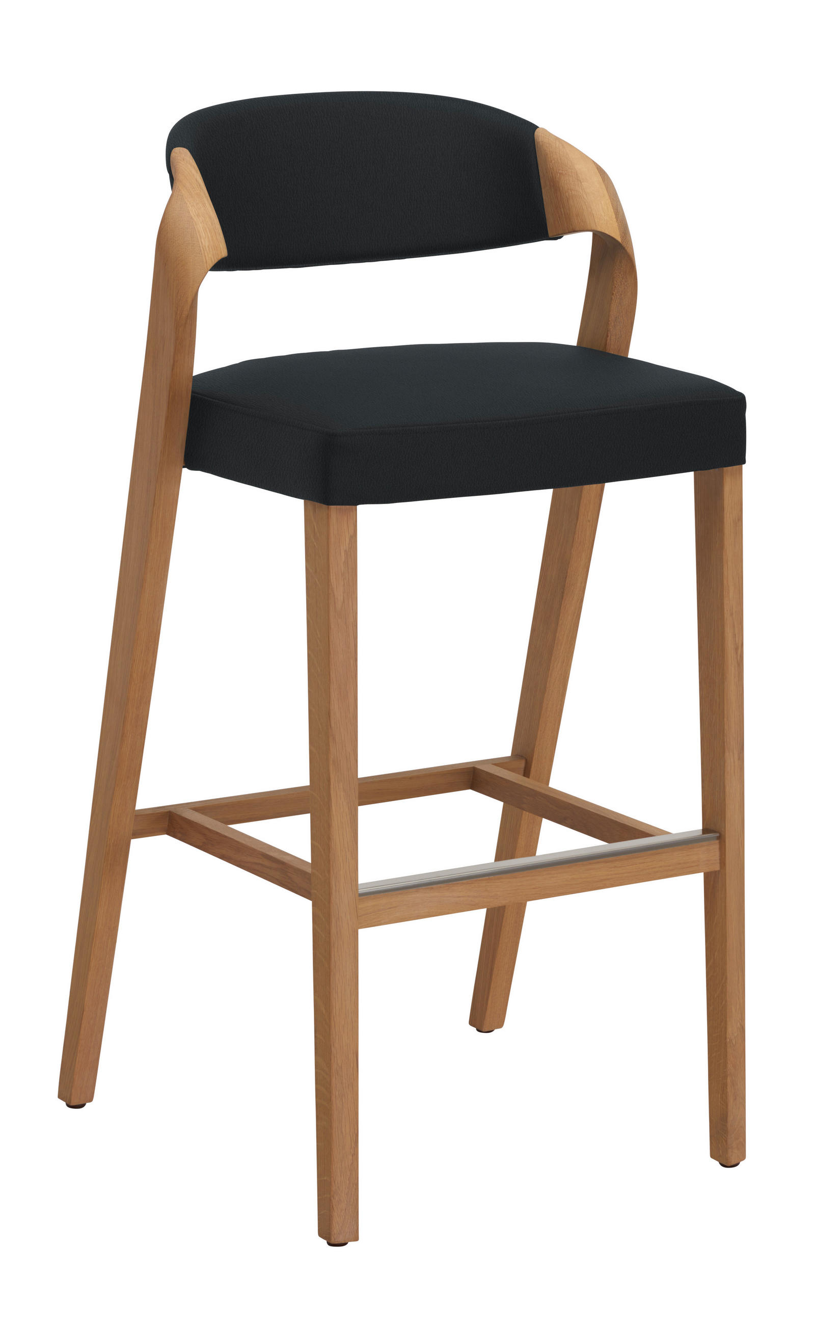 BARHOCKER Holz, Leder Wildeiche, Blaugrau  - Wildeiche/Blaugrau, Natur, Leder/Holz (52/103/52cm) - Voglauer