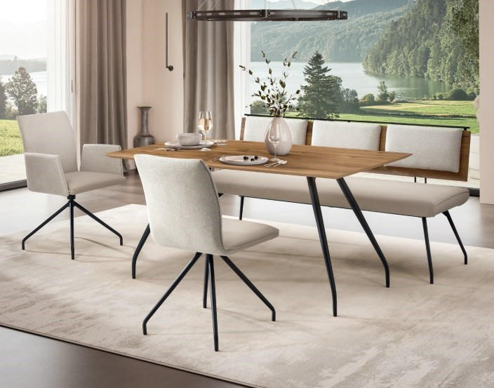 ESSTISCH Eiche rechteckig Eichefarben, Bronzefarben  - Eichefarben/Schwarz, Design, Holz/Holzwerkstoff (200/100/76cm) - Moderano