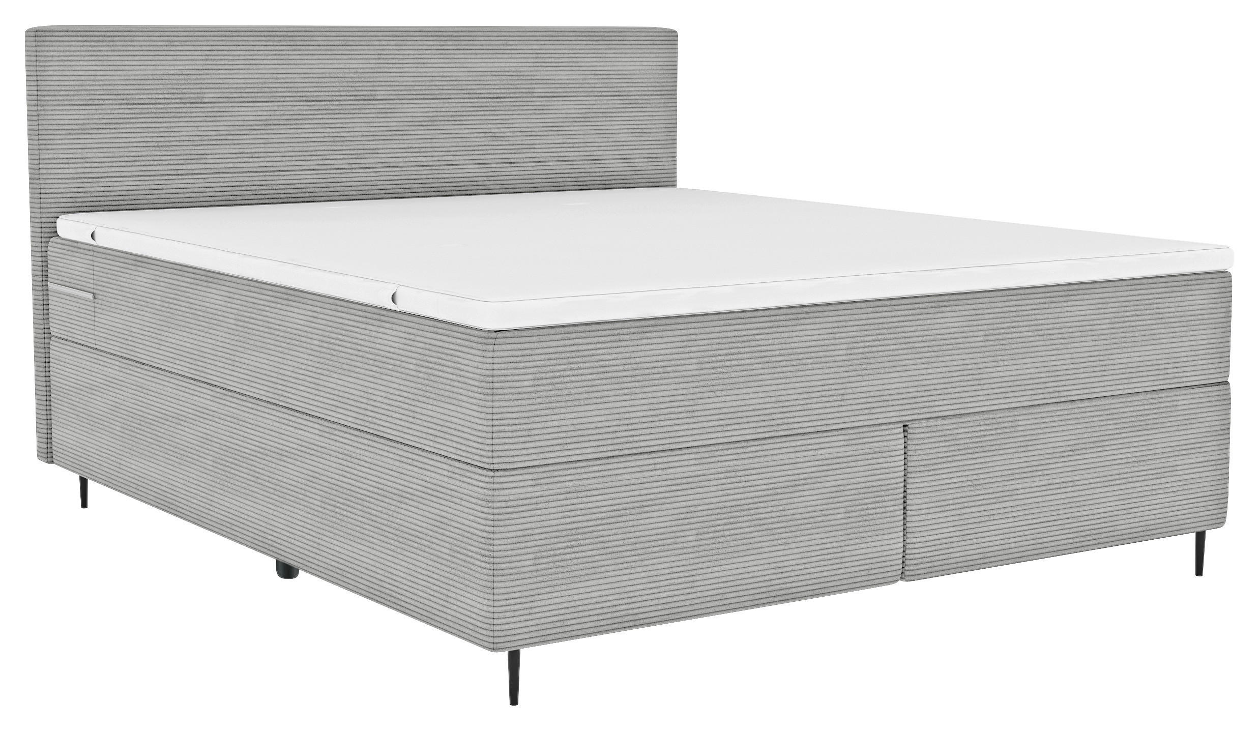 BOXSPRINGBETT 180/200 cm  in Hellgrau  - Hellgrau/Schwarz, Konventionell, Textil/Metall (180/200cm) - Carryhome