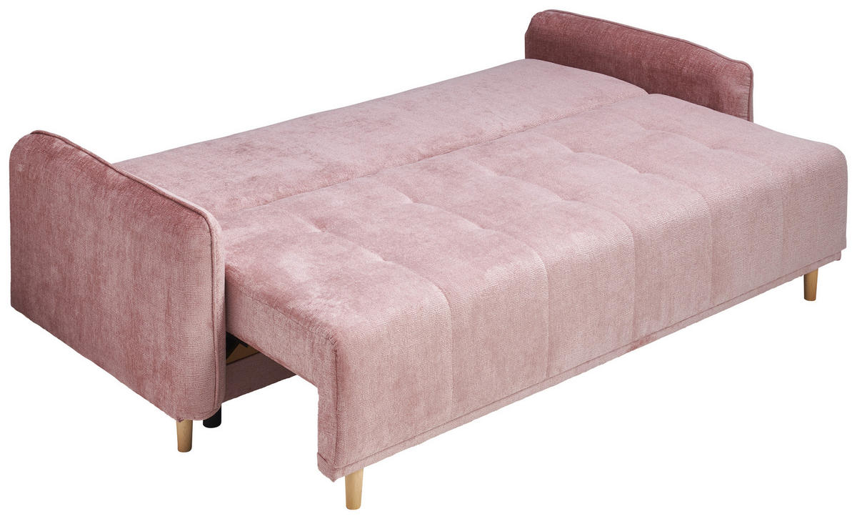 SCHLAFSOFA  in Chenille Altrosa  - Buchefarben/Altrosa, Design, Holz/Textil (217/97/101cm) - Carryhome