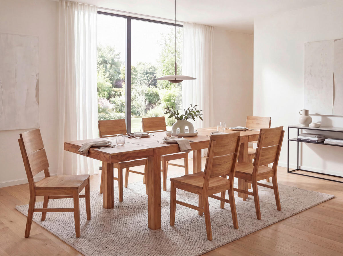 ESSTISCH Echtholz  Holz rechteckig Akaziefarben  - Akaziefarben, Design, Holz (120/76/80cm) - Livetastic