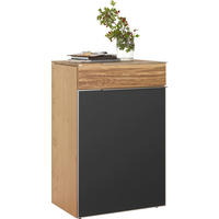 SCHUHSCHRANK Altholz, Eiche furniert, mehrschichtige Massivholzplatte (Tischlerplatte) Grau, Eichefarben  - Eichefarben/Silberfarben, Design, Glas/Holz (64/98/42,5cm) - Voglauer