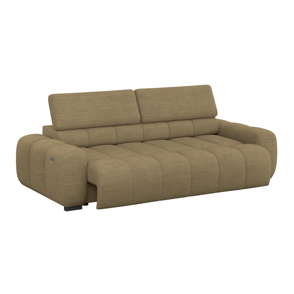 BIGSOFA Webstoff Taupe  - Taupe/Schwarz, Design, Kunststoff/Textil (248/77-97/108cm) - Welnova