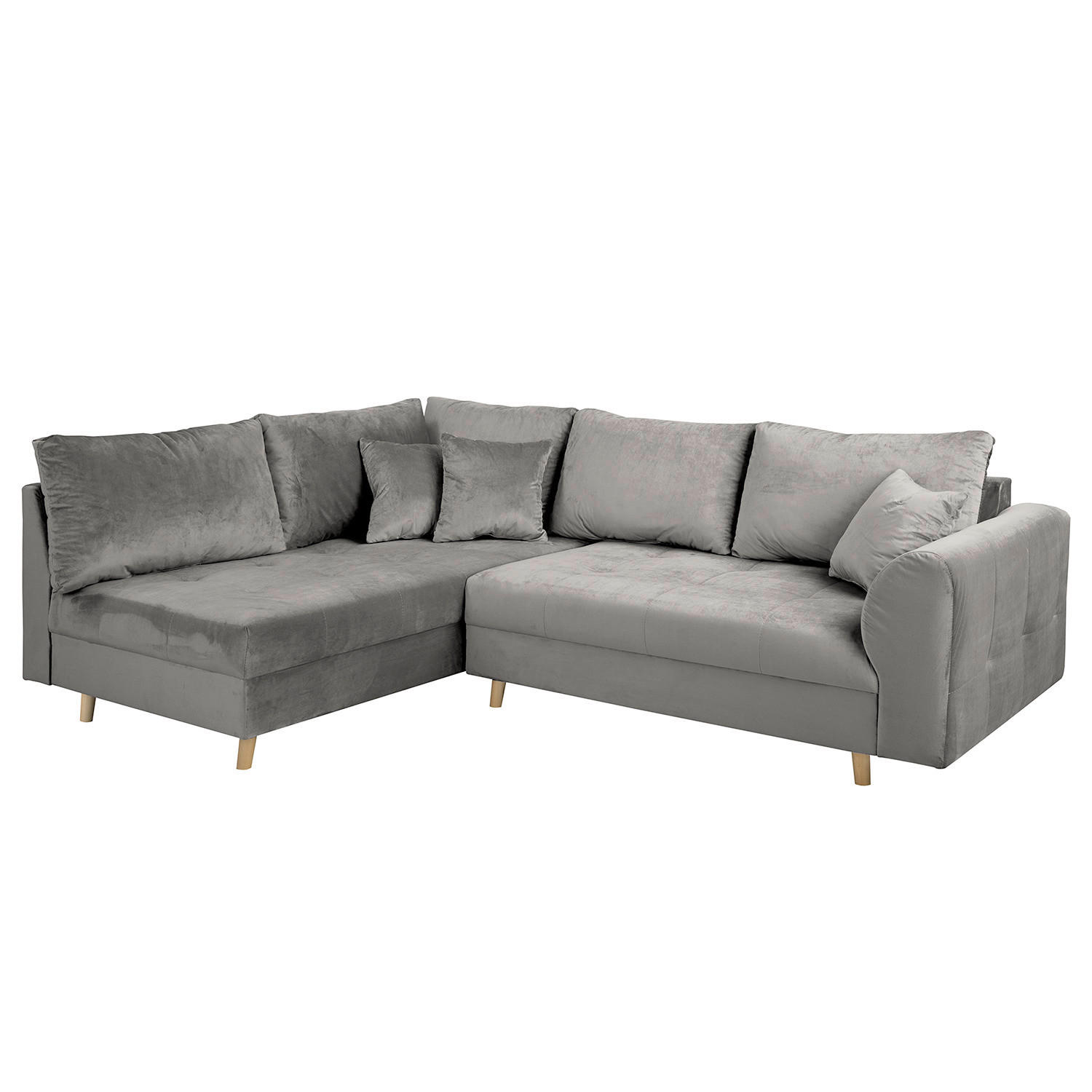 ECKSOFA Samt Grau  - Naturfarben/Grau, Design, Holz/Textil (161/231cm) - P & B