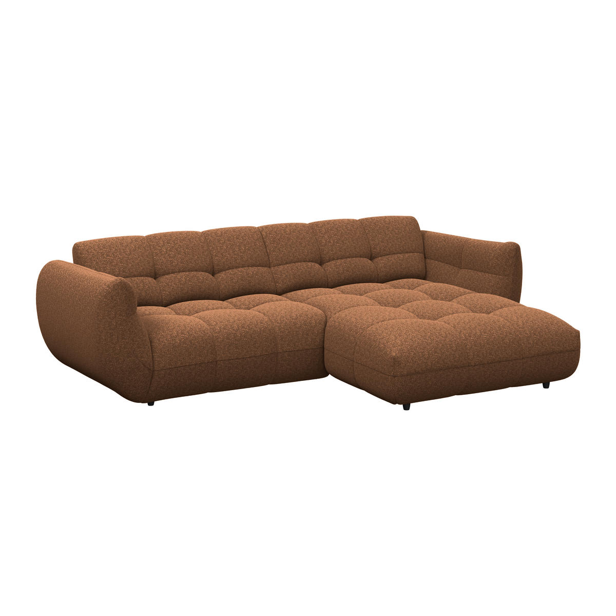 ECKSOFA Chenille Terracotta  - Terracotta/Schwarz, Trend, Kunststoff/Textil (280/178cm) - MID.YOU