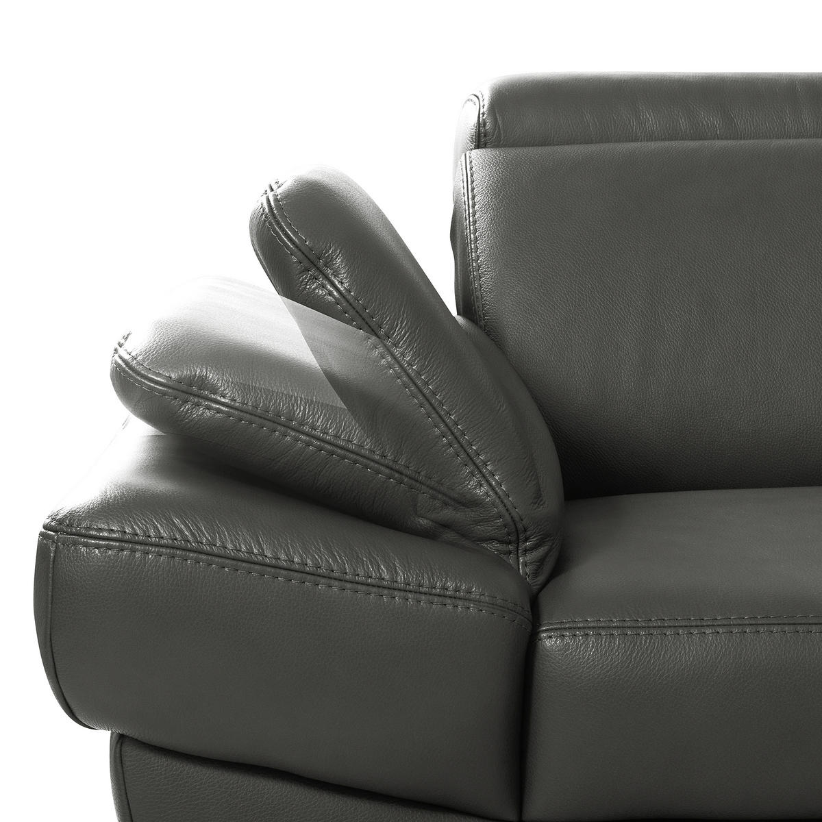 ECKSOFA Lederlook Echtleder Anthrazit  - Anthrazit/Schwarz, Design, Leder/Textil (264/211cm) - Livetastic