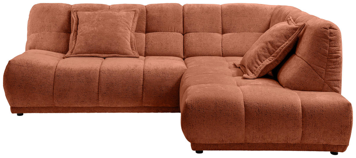 ECKSOFA Chenille Rostfarben  - Rostfarben/Schwarz, Modern, Kunststoff/Textil (254/203cm) - Livetastic
