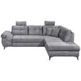 ECKSOFA Grau Velours  - Schwarz/Grau, KONVENTIONELL, Kunststoff/Textil (275/218cm) - Carryhome