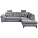 ECKSOFA Grau Velours  - Schwarz/Grau, KONVENTIONELL, Kunststoff/Textil (275/218cm) - Carryhome