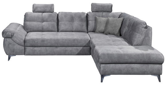 ECKSOFA Grau Velours  - Schwarz/Grau, KONVENTIONELL, Kunststoff/Textil (275/218cm) - Carryhome