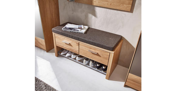 GARDEROBENBANK 93/48/38 cm - Edelstahlfarben/Eichefarben, Natur, Holz/Holzwerkstoff (93/48/38cm) - Voleo